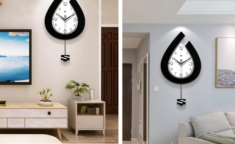 Water Drop Shaped Large Wall Clock with Pendulum – Unique Wood - Slice ...