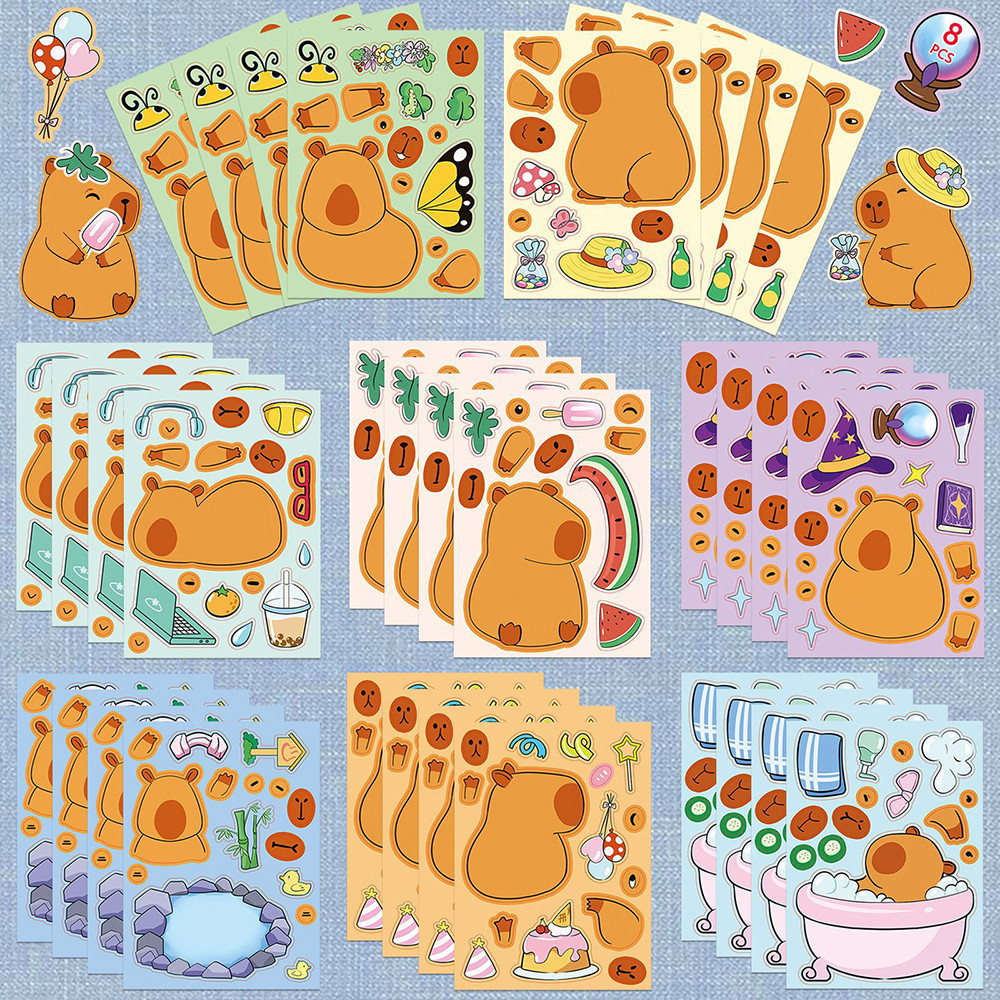 8pcs Capabala capybara Puzzle Stickers Small Capybara Main Features ...