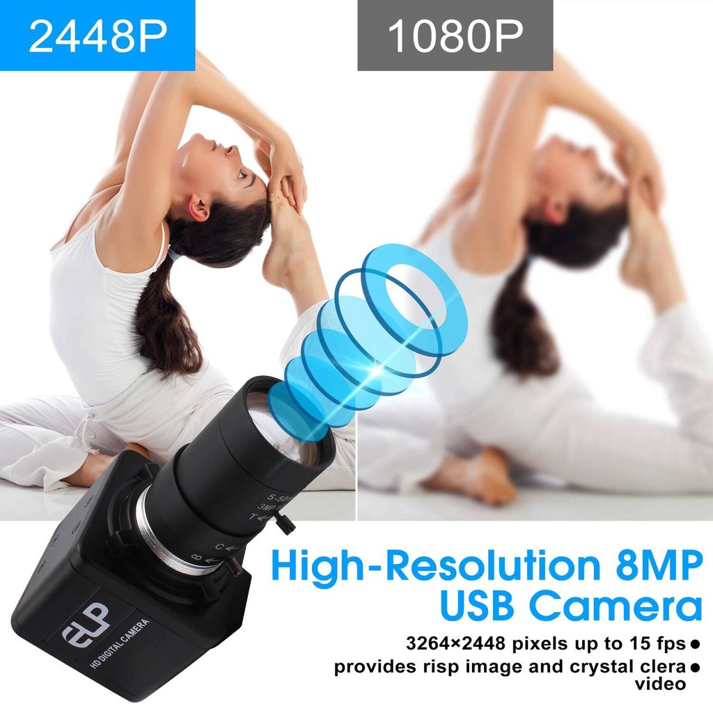 8MP ELP 10X Optical Zoom with CS Mount Lens C PC Webcam Industrial ...