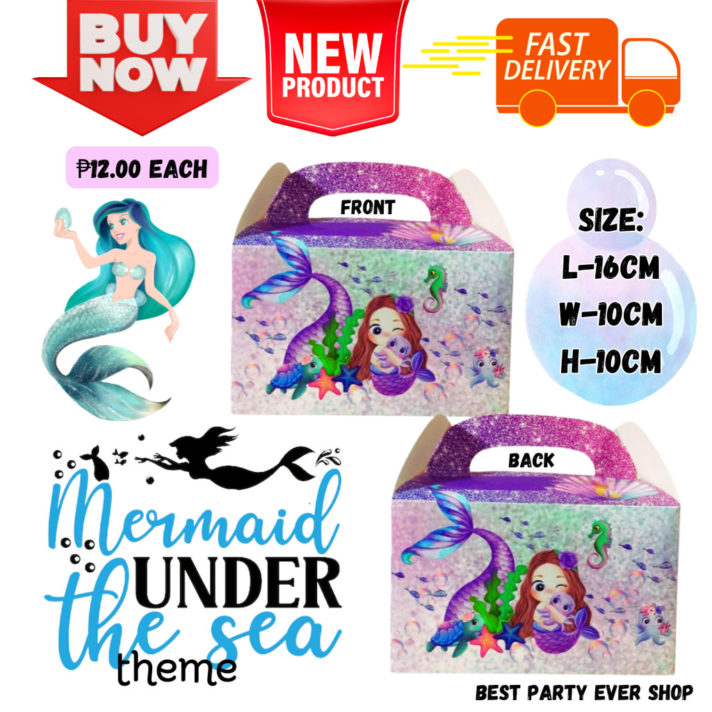 Under the Sea Mermaid Party Favor Boxes: Magical Loot Bags for Girls ...