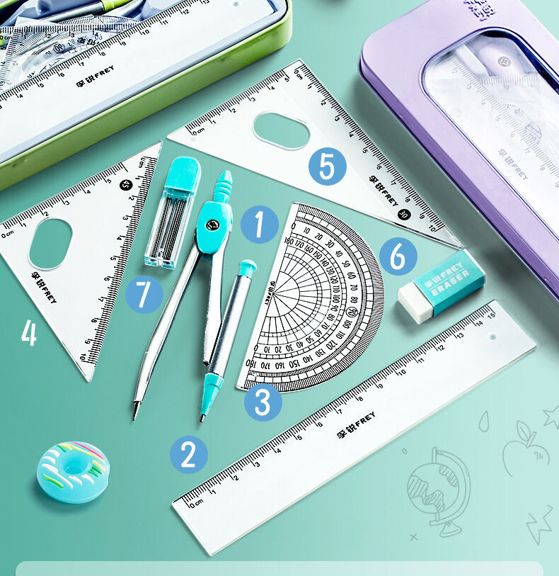 7Pcs/Set Ruler Set Drawing Student Ruler Set Rriangle Ruler Set Exam ...