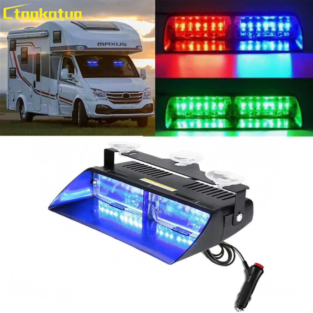 16LED Emergency Dash Car Vehicle Windshield Warning Flash Strobe Light ...