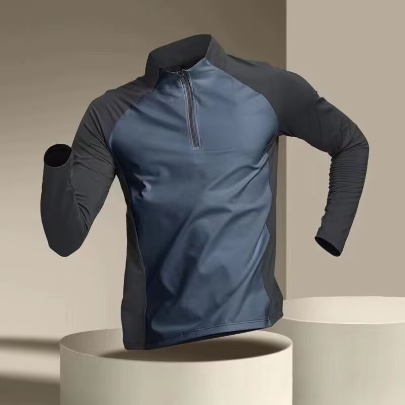 Evoo Men's Stand Collar Half Zip Training Tee Quick Dry Moisture ...