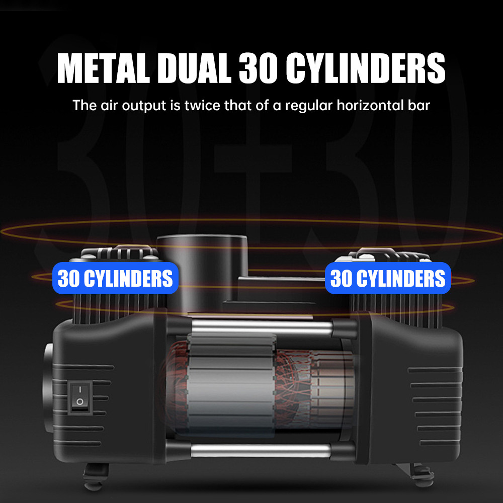 12V 180W Auto Portable Dual Cylinder Air Pump Air Compressor Tire ...