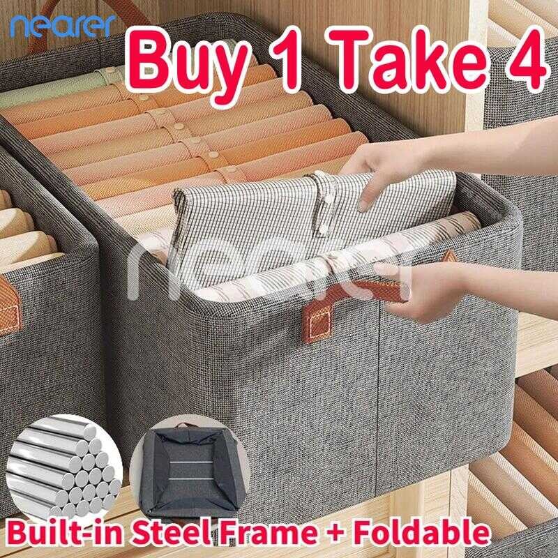 【Buy 1 Take 4】Nearer Foldable Large Clothes Storage Box Wardrobe Closet ...