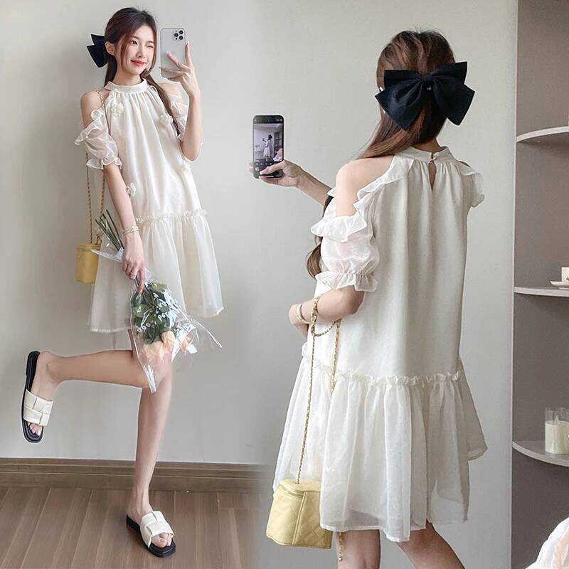 Sweet Loose Ruffled A-E Maternity Dress Short Woman Clothes ...