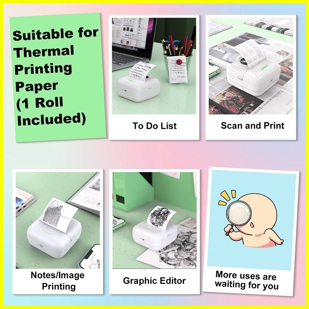MUIFA X5 Mini Printer Bluetooth Thermal Printer Photo Label Sticker ...
