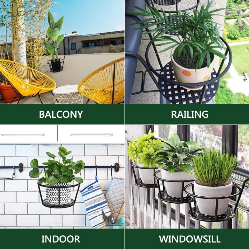 Flower Pot Holder Railing Fence Pot Rack Versatile Balcony Hanging ...