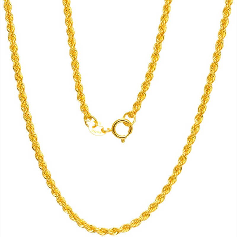Au750 Gold necklace hemp rope chain, simple and fashionable women's ...