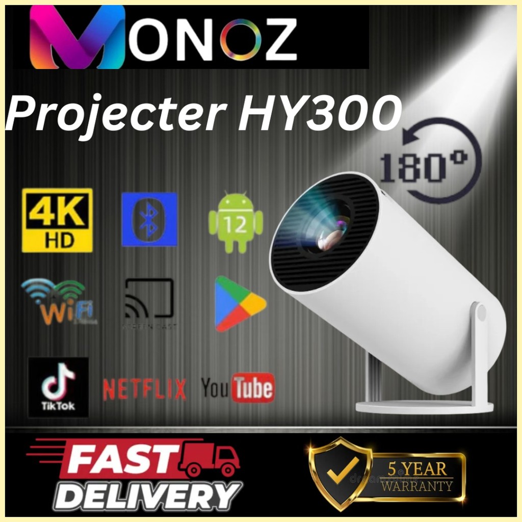 ⚫ ♞,♘,♙HY300-PRO Projector 4K FHD1080P mini projector portable ...
