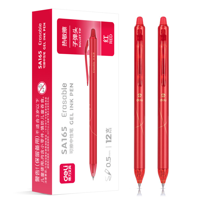 Deli 12PCS 3Colors Erasable Press Pen Erasable Gel Pen 0.5mm Ballpen ST ...