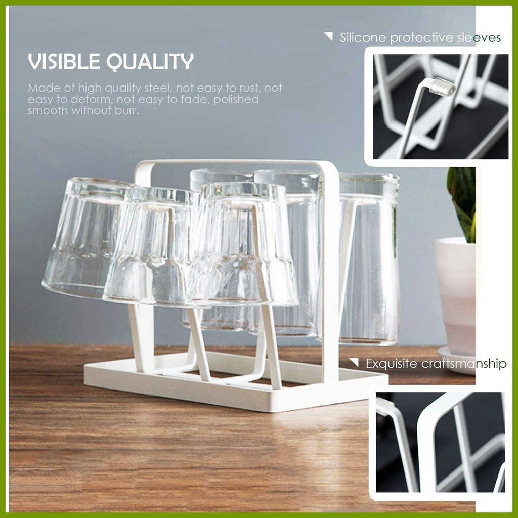 Cup Drying Rack Stand Metal Bottle Drying Organizer for 6 Cups or Mugs ...