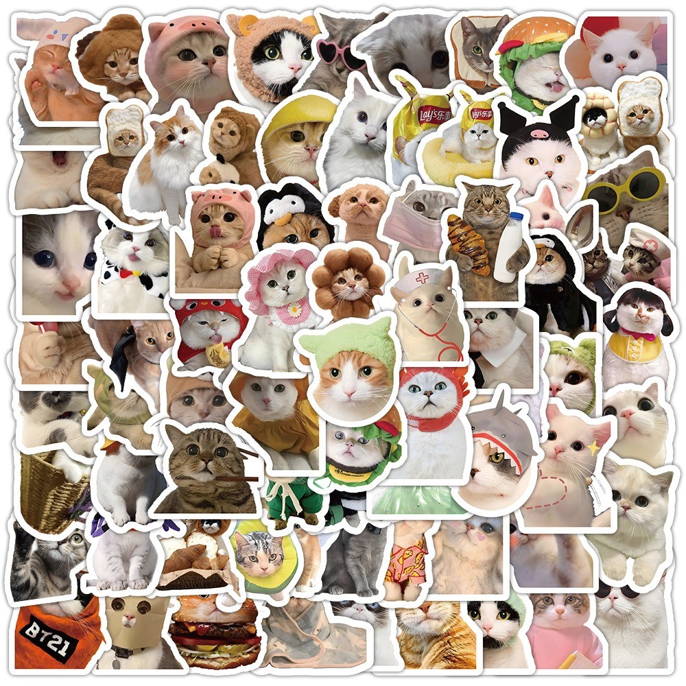 100PCS/Set Kawaii Kitten Stickers Cute Cartoon Cat Stickers Emoji DIY ...