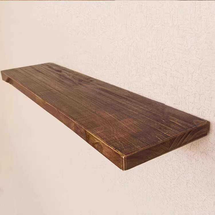 New Solid Wood Single Shelf Mounted Storage Rack for Living Room ...
