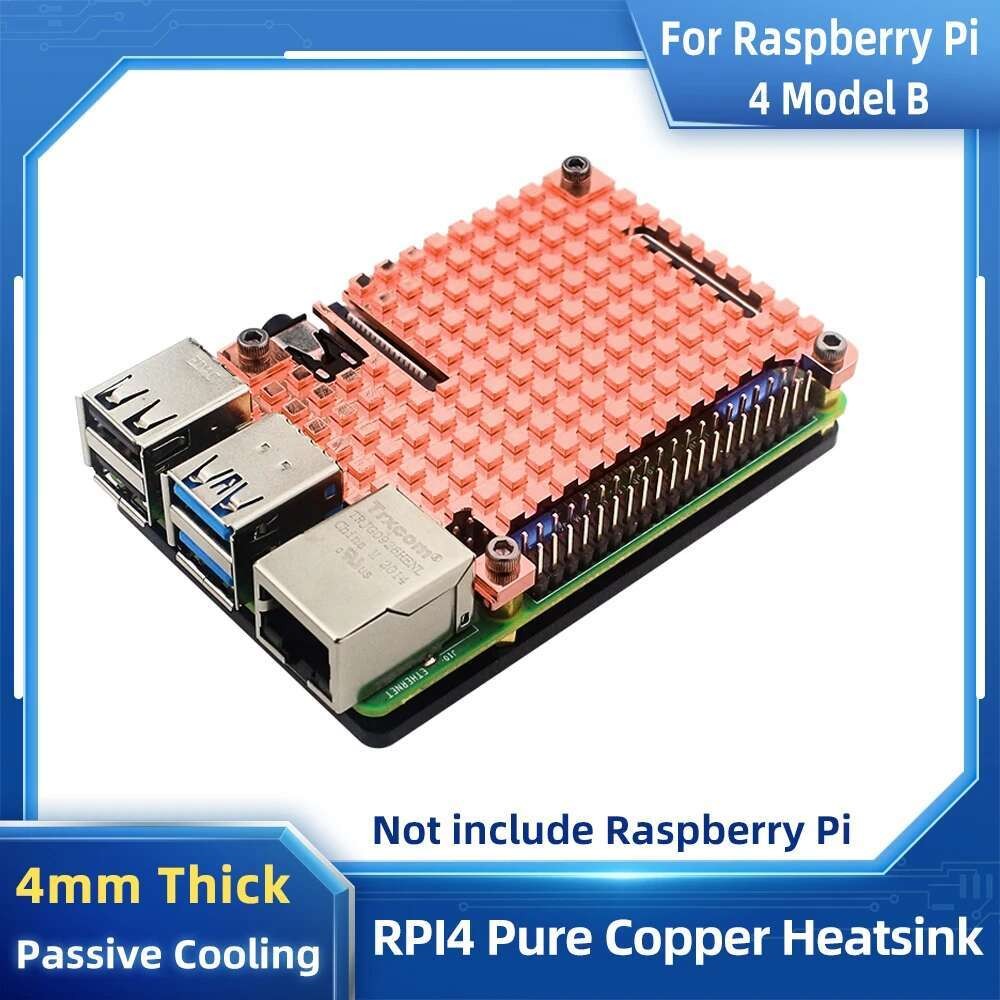 VN Raspberry Pi 4 Pure Copper Heatsink Metal Case Passive Cooling Shell ...