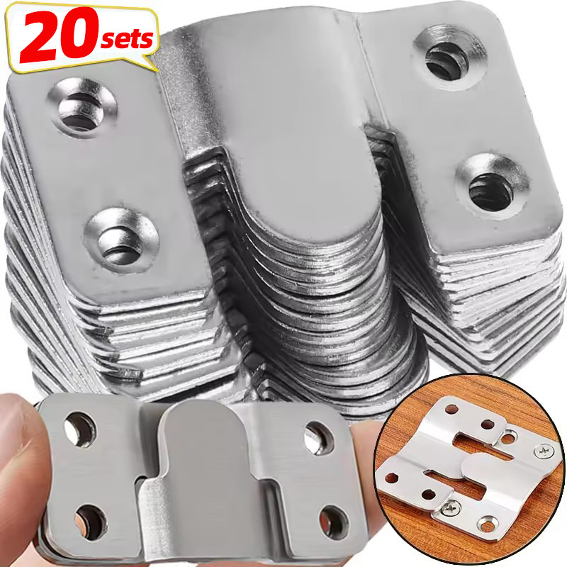 3/5/10/20Pairs Insert Picture Frame Hangers - Stainless Steel Interlock ...