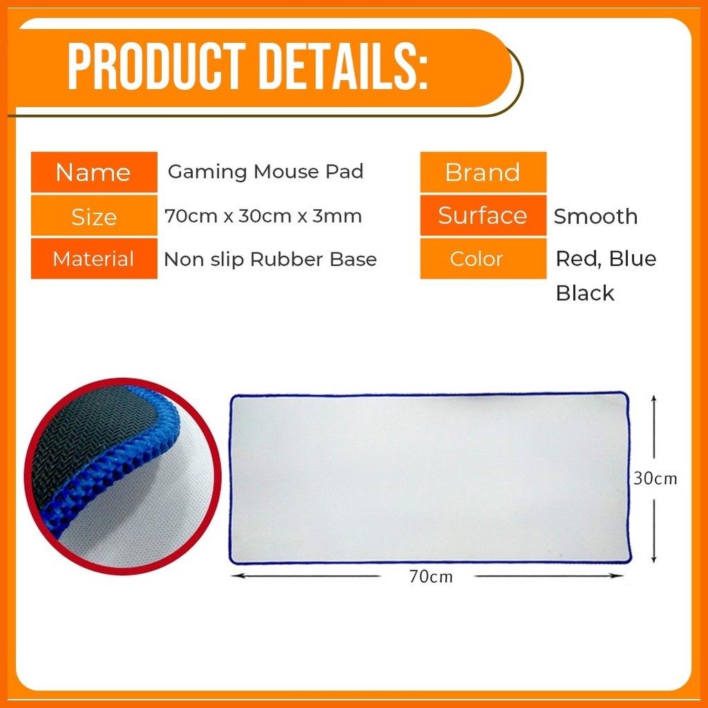 § Sublimation Gaming Mouse Pad Red | Blue | Black Lining 70cm x 30cm x ...