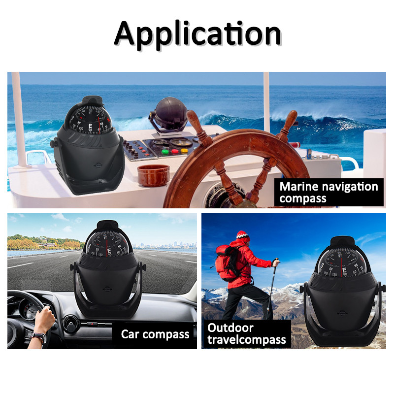 Boat Compass Flush Mount Compass, Marine Compass Dashboard with Light ...