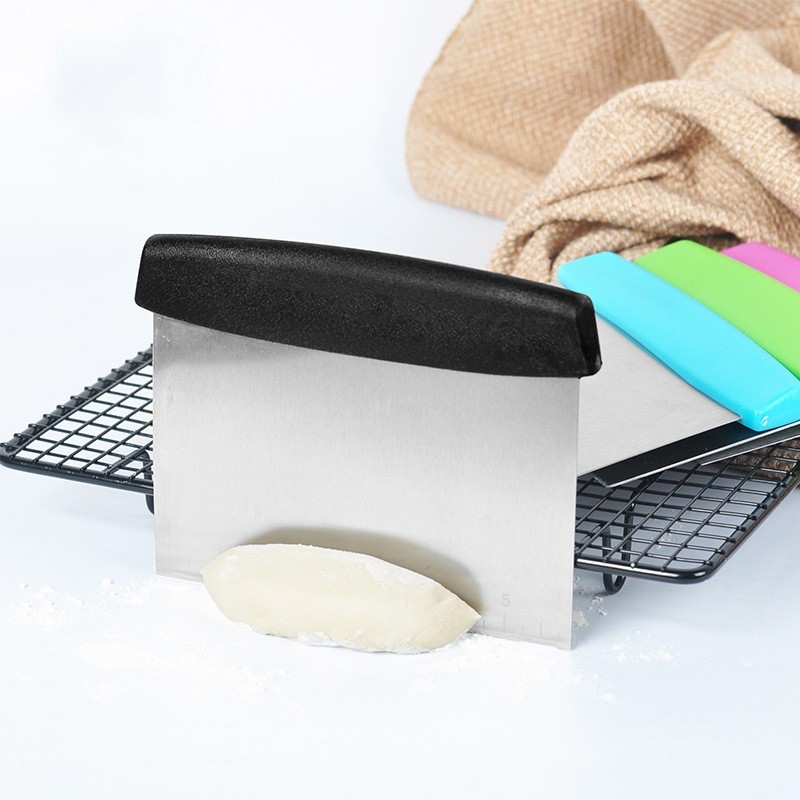 Stainless Steel Dough Cutter Scraper Baking Smoother Cake With Measure ...