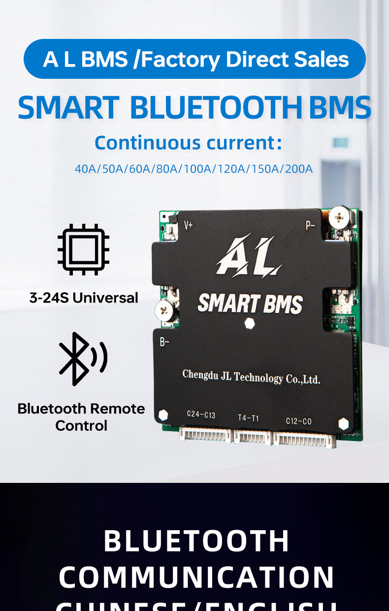 AL-AB24S4P Smart BMS 16-24S 40A APP Bluetooth Active Balance LiFePO4 Li ...