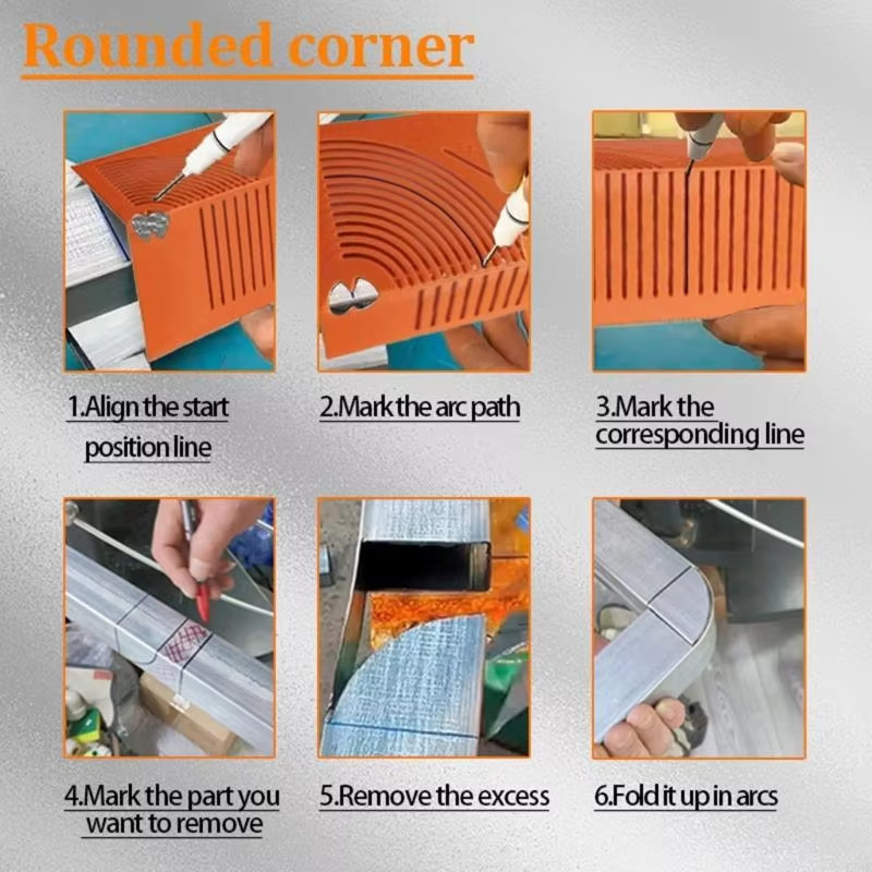 Multifunctional Metal Square Tube Ruler Rounded Corners Ruler Drawing ...