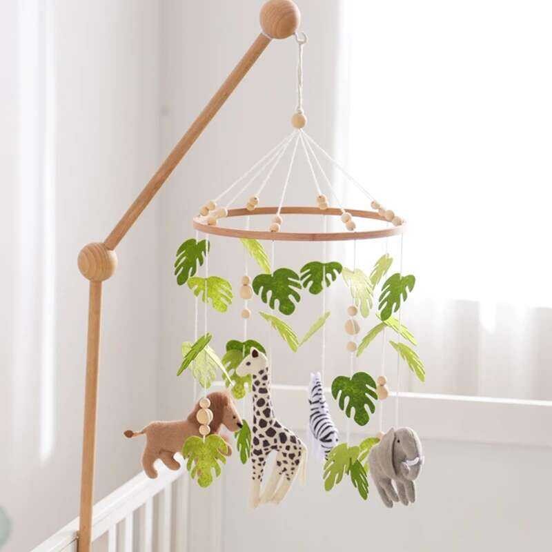 Crib Baby Mobile Rattle Toy For 0-12 Months Cartoon Felt Forest Animal ...