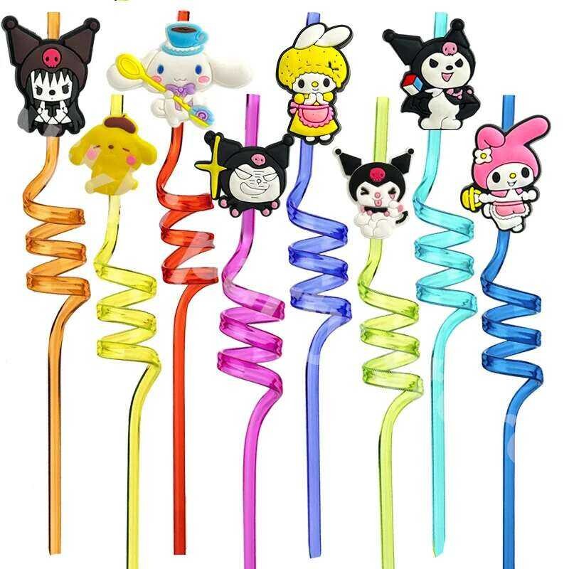 Kitty Hello Straw Cartoon Figure Party Favors Reusable Straws Kawaii ...