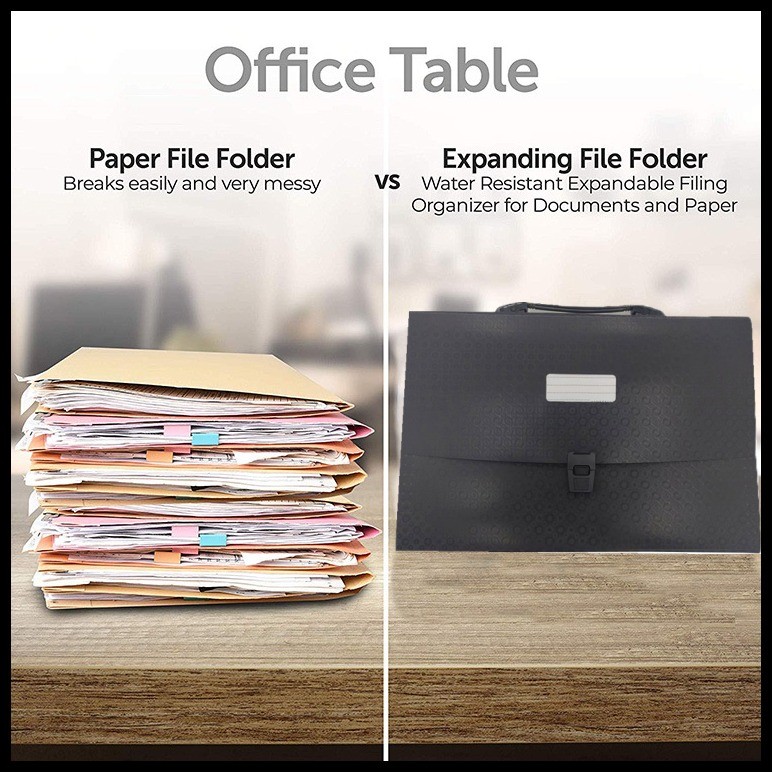 13Pockets Accordion File Organizer with Handle Long Expandable Plastic ...