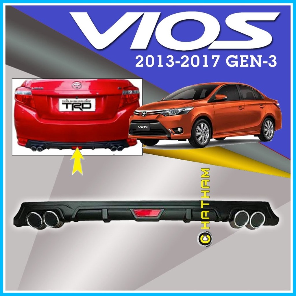 Toyota Vios 2013 to 2017 ( Gen-3 ) Rear Diffuser Bumper Body Kit ...