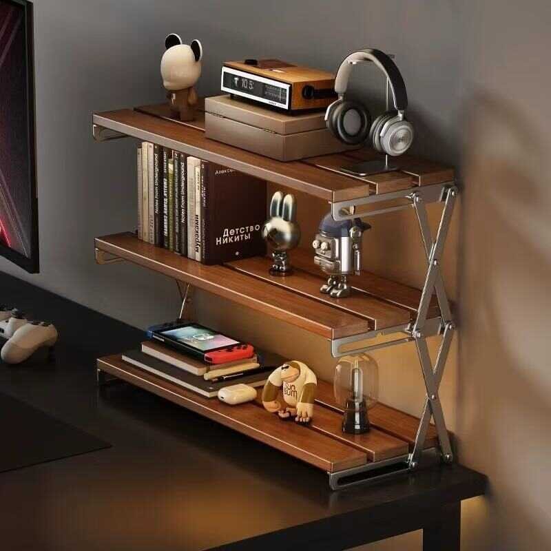 Desktop Storage Rack Foldable Camping Storage Rack Solid Wood No ...