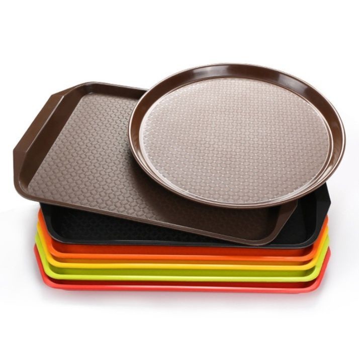 Food Serving Tray Rectangular Plastic TrayNon-Slip Serving Plate Burger ...