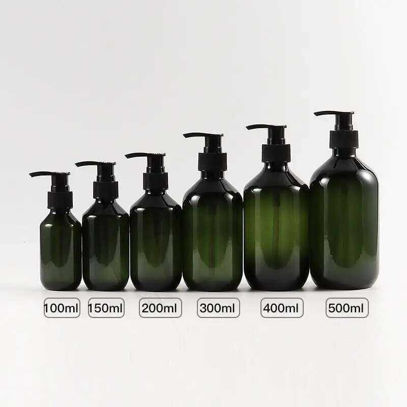 100-500Ml Green Brown Shampoo Refillable Bottles Pump Container Plastic ...