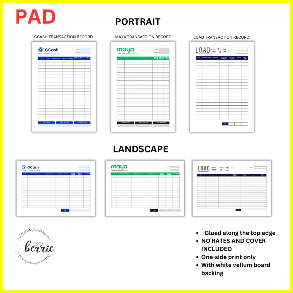 A5 Customized Gcash Maya Load Eloading Transaction Record Log Notebook ...