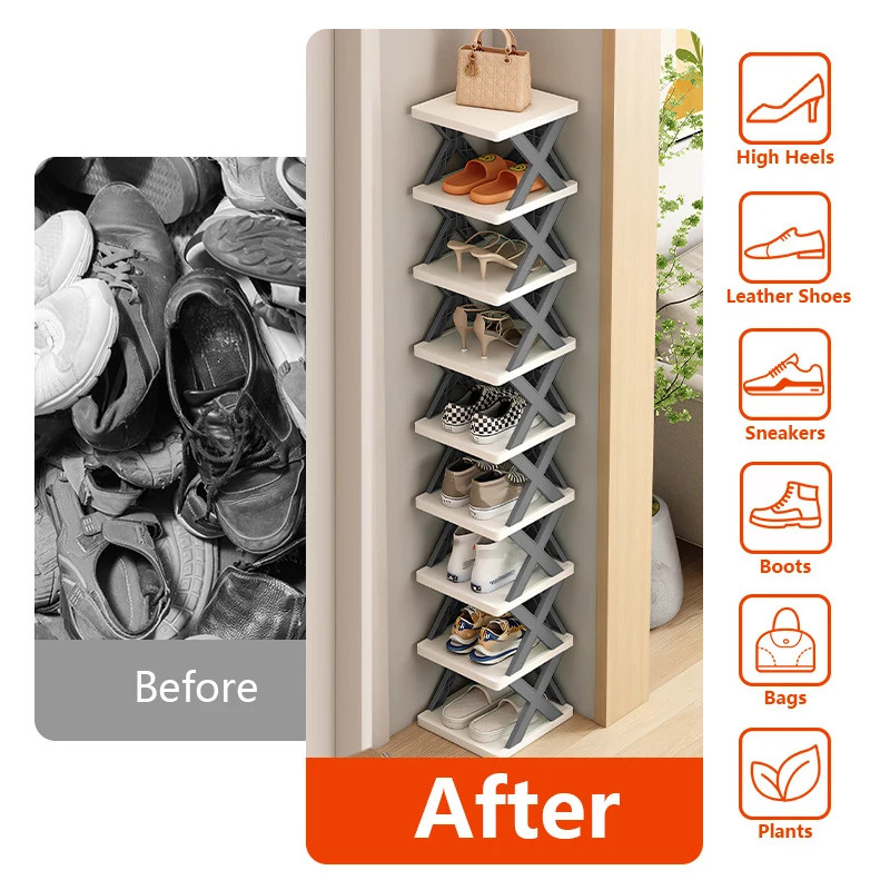 9 Layers Folding Multi-tier Shoe Rack Detachable Shoe Racks Space ...