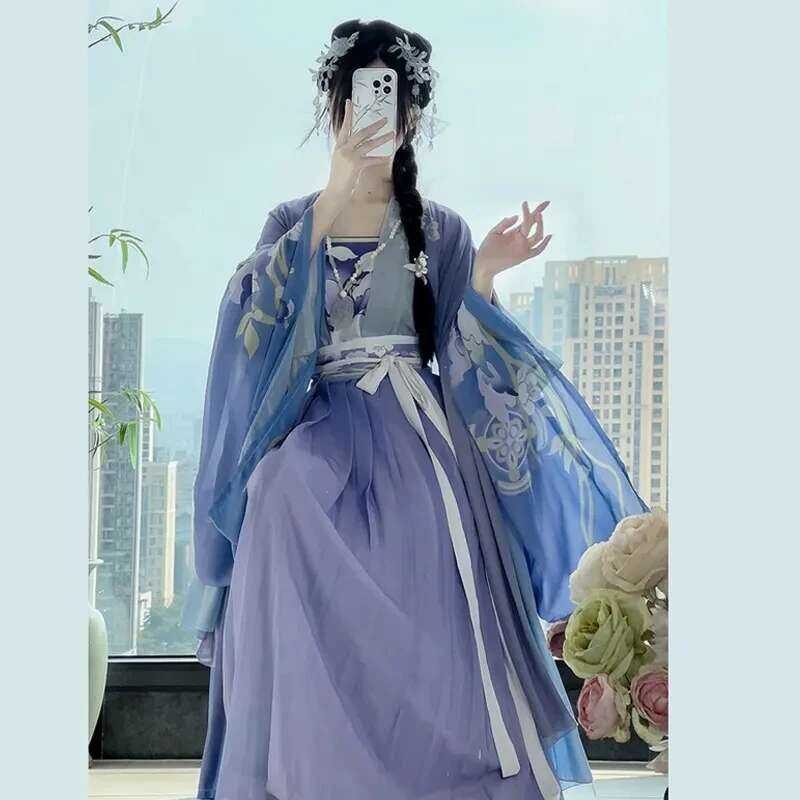 light blue dress shirt navy suit 4-Pieces Tang Dynasty Traditional Hanfu Qipao Cheongsam Dress Skirt, g   Hanfu Shop