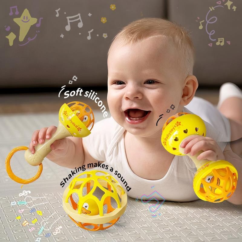 Baby Rattle Toy Infant Bite Teether Hand Jingle Bells Toys Soft ...