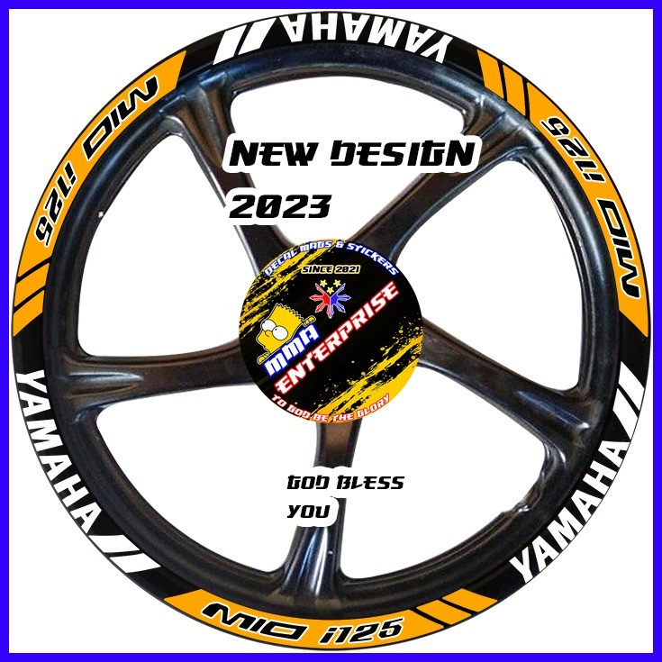 YAMAHA MIO i125 PRINTED MAGS STICKER DECALS (SET FOR 2 WHEELS FRONT AND ...