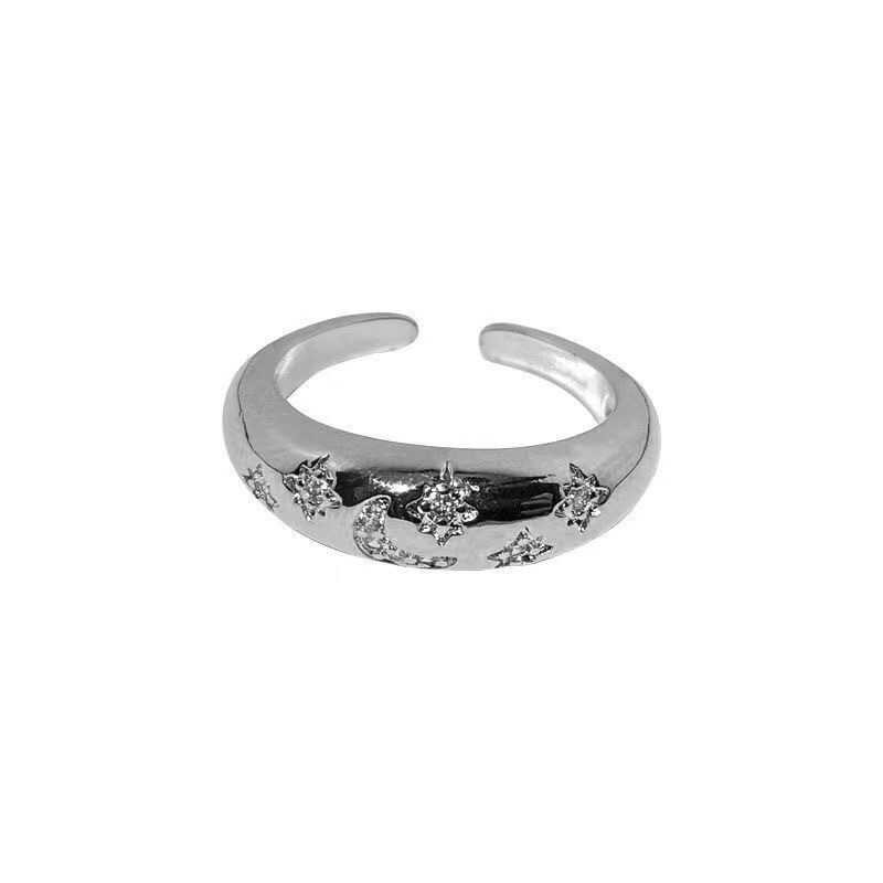 Wind~Silver Zircon Cold Cross Ring for Women's Niche Design Ins Light ...