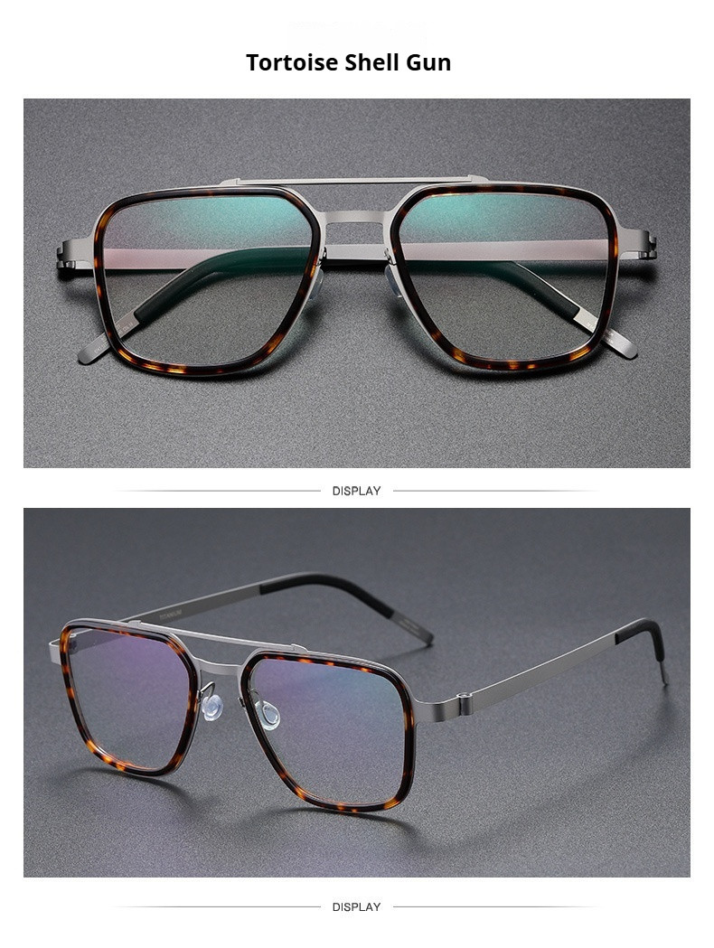 140mm Super Light Retro Double Beam Glasses Frame Titanium Men Women ...