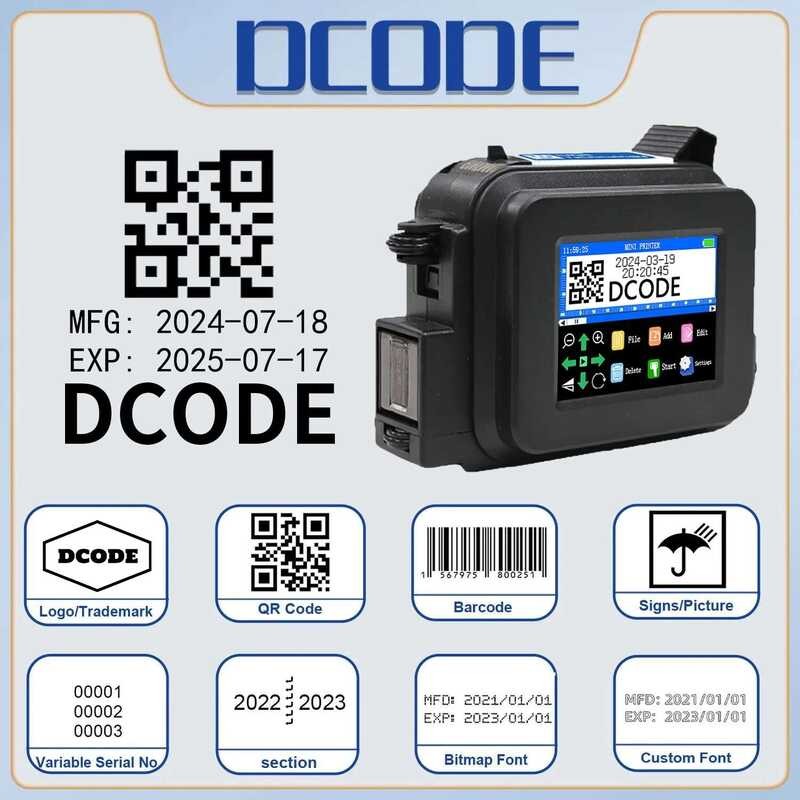 DCODE XMINI 12.7mm Portable Mini Handheld Thermal Inkjet Printer Handy ...