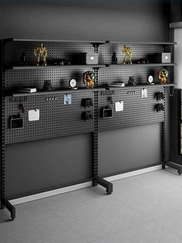Vertical Pegboard Storage Rack Floor-standing Gaming Room Metal ...