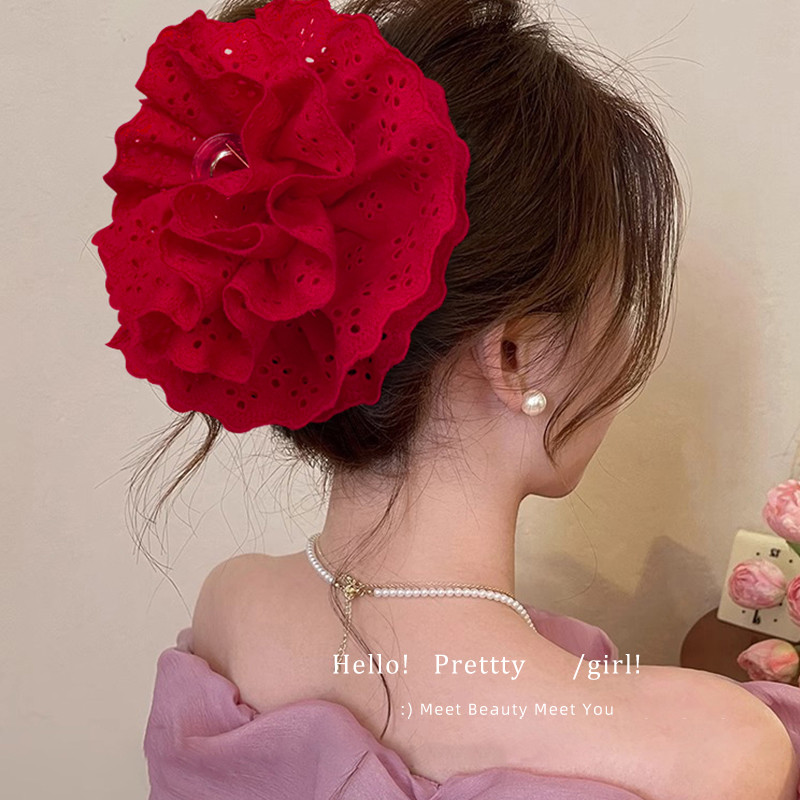 Korean Lace Webbing Bow Grab Hair Clip for Woman 2026 New Multi-layer ...