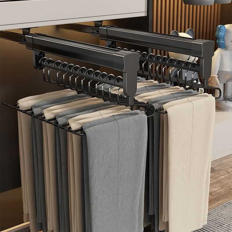 Multifunctional Household Pull-Out Pants Rack Wardrobe Built-In Folding ...