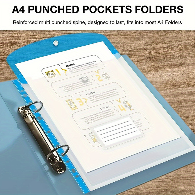 6pcs Adhesive Plastic Envelope Pocket A4 Binder Pocket School, Envelope ...