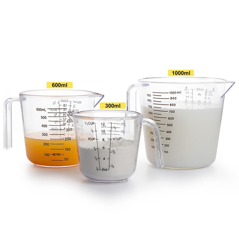 300/600ml Baking Liquid Measuring Cups Easy Read Scale Transparent ...