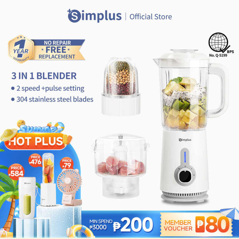 Simplus Blender Food Processor Smoothie Hine1.25L 3 In 1 Juicer Meat ...