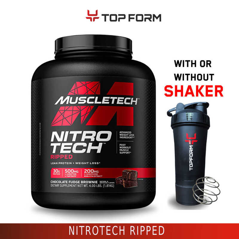 Muscletech Nitro-Tech Ripped Whey Protein Powder, With Shaker, Muscle ...