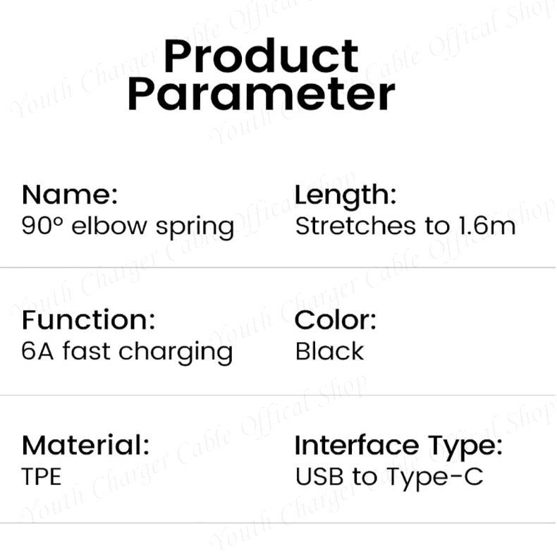 6A Dual Elbow USB to Type C Spring Retractable Car Charging Cable 66W ...