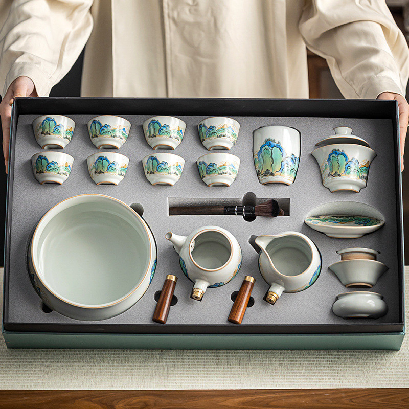 Ru Kiln Side Handle Pot Tea Set | Retro Chinese Style Kung Fu Tea Set ...