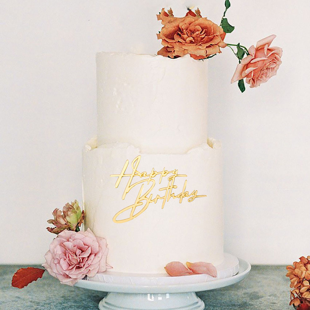 8pcs Acrylic Cake Topper Set Happy Birthday Cake Topper Side ...